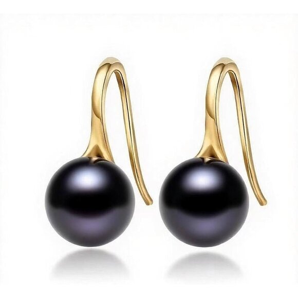 No Brand Jewelry - 🆕 Women Black Pearl Drop Earrings Sterling 14k Unique Freshwater Real Jewelry